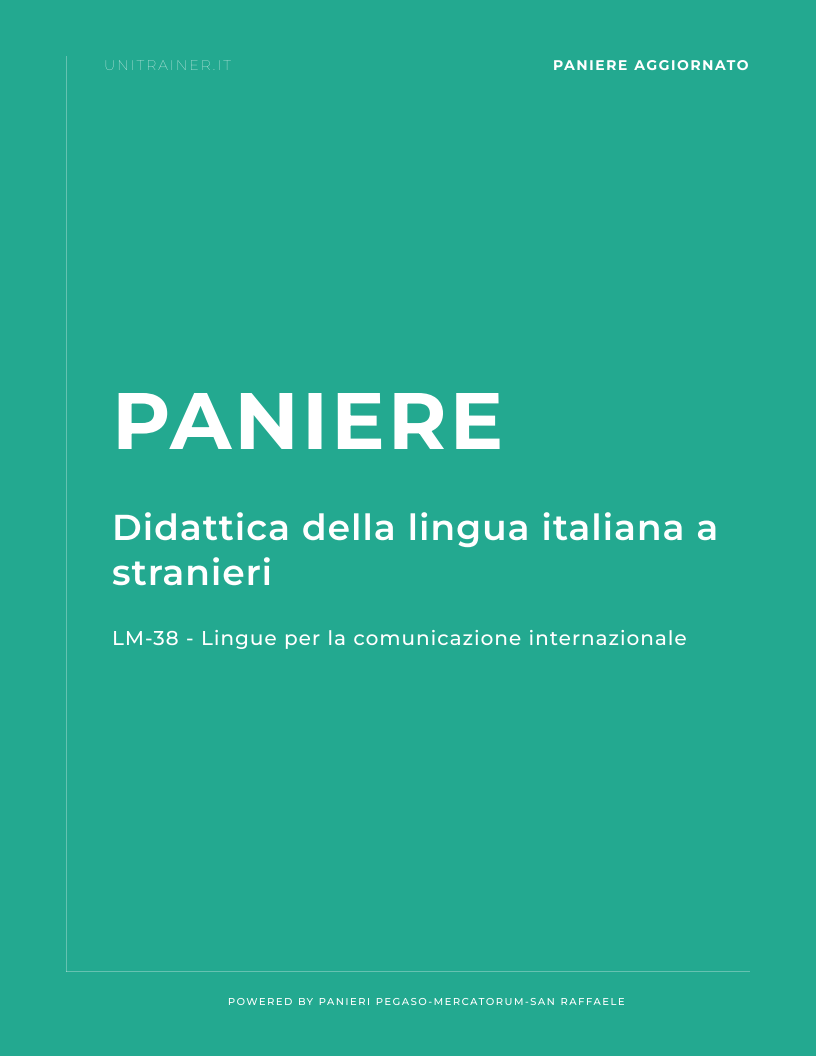 Paniere LM-38 Lingue per la Comunicazione Internazionale — Didattica della lingua italiana a stranieri — Università Mercatorum