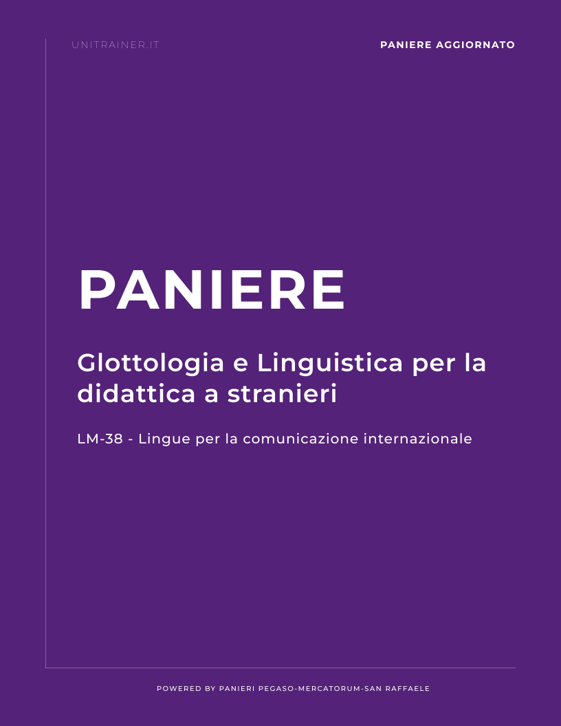 Paniere LM-38 Lingue per la Comunicazione Internazionale — Glottologia e Linguistica per la didattica a stranieri — Università Mercatorum