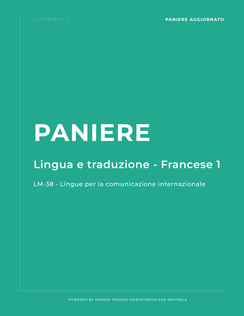 Paniere LM-38 Lingue per la Comunicazione Internazionale — Lingua e traduzione - Francese 1 — Università Mercatorum