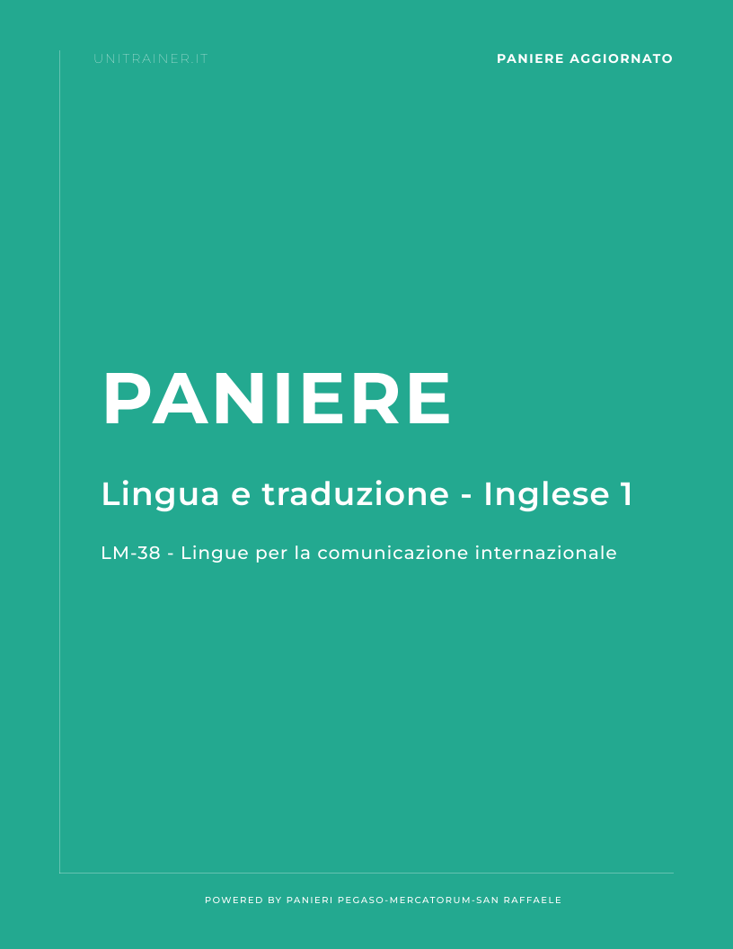Paniere LM-38 Lingue per la Comunicazione Internazionale — Lingua e traduzione - Inglese 1 — Università Mercatorum