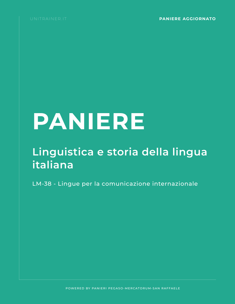 Paniere LM-38 Lingue per la Comunicazione Internazionale — Linguistica e storia della lingua italiana — Università Mercatorum