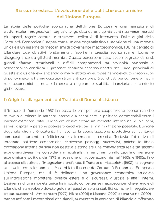 Riassunto di Politica economica - 0612406SECSP02