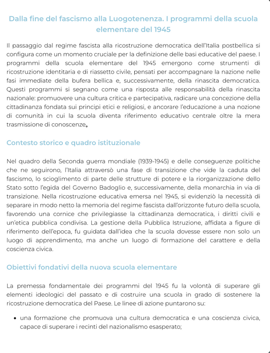 Riassunto di Storia delle istituzioni e dei servizi educativi per la prima infanzia (con laboratorio)