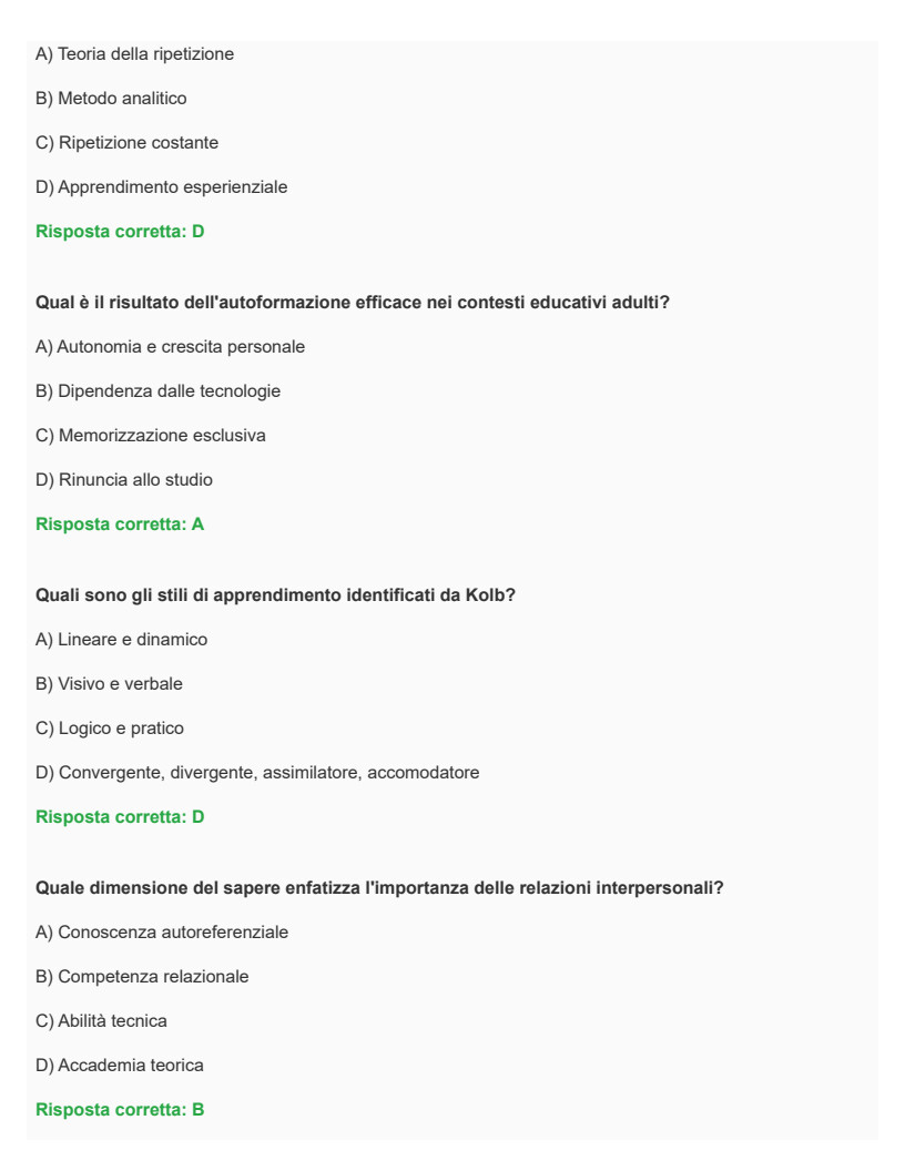 Educazione degli adulti + RIASSUNTO