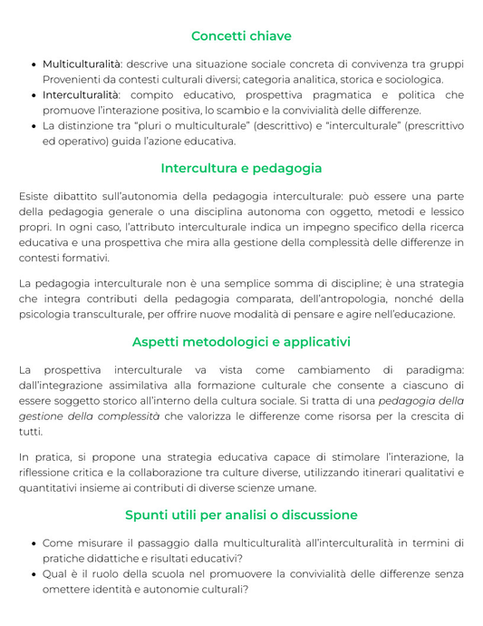 Riassunto di Pedagogia interculturale