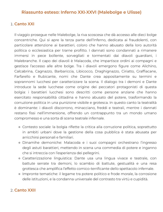 Riassunto di Letteratura italiana