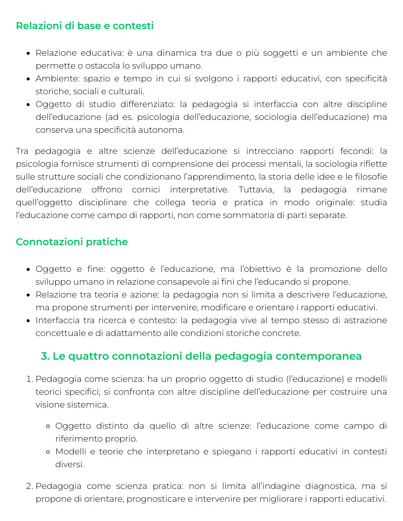Riassunto di Pedagogia generale