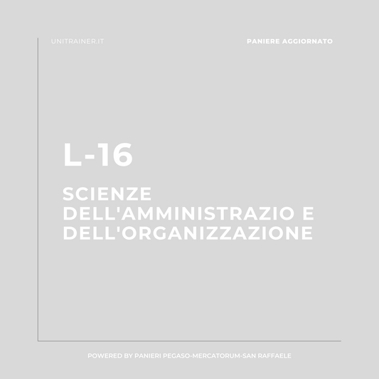 Paniere aggiornato Diritto amministrativo L-16 Scienze dell'amministrazione e dell'organizzazione San Raffaele, L-16