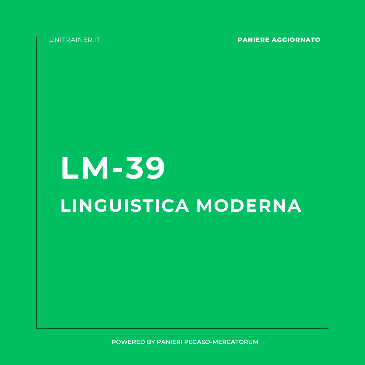 Paniere aggiornato Usi sociali e politici dell'arte contemporanea LM-39, Pegaso