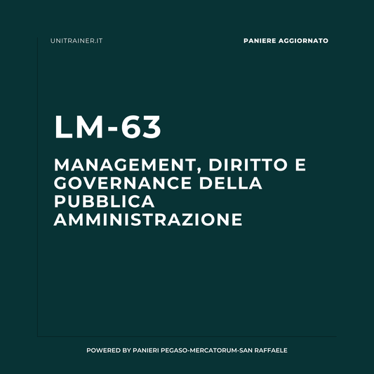 Paniere aggiornato Diritto dell'amministrazione digitale - 0632506IUS10 LM-63 Management, Diritto e Governance della Pubblica Amministrazione Pegaso, LM-63