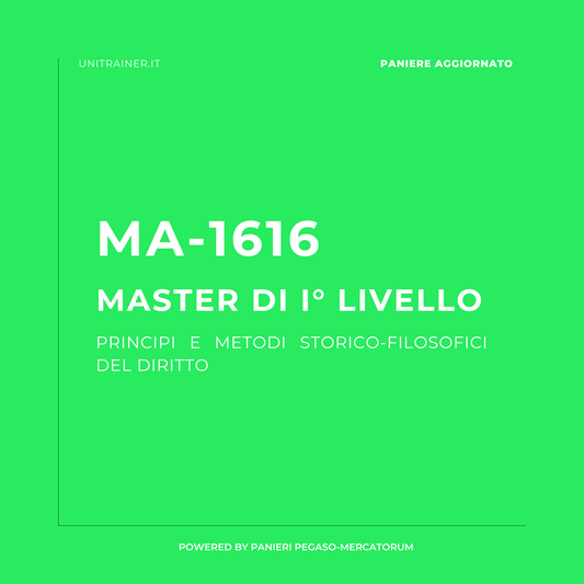 Paniere aggiornato Sotria del diritto romano MA1616 - Principi e metodi storico-filosofici del Diritto Master - Pegaso, Pegaso