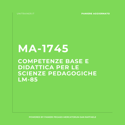 Paniere aggiornato Educazione degli adulti - SINGOLO 6 CFU - 0902506MPED01IINMSIN, Pegaso