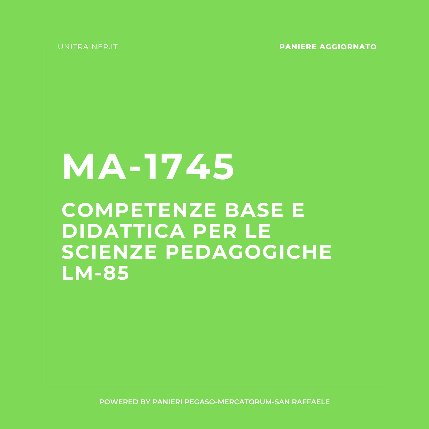 Paniere aggiornato Pedagogia generale - SINGOLO 06 CFU - 0902506MPED01NMSIN, Pegaso