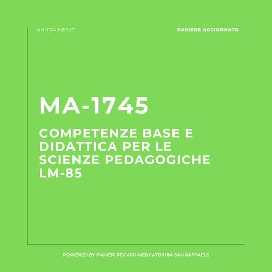 Paniere aggiornato Pedagogia generale - SINGOLO 09 CFU - 0902509MPED01NMSIN, Pegaso
