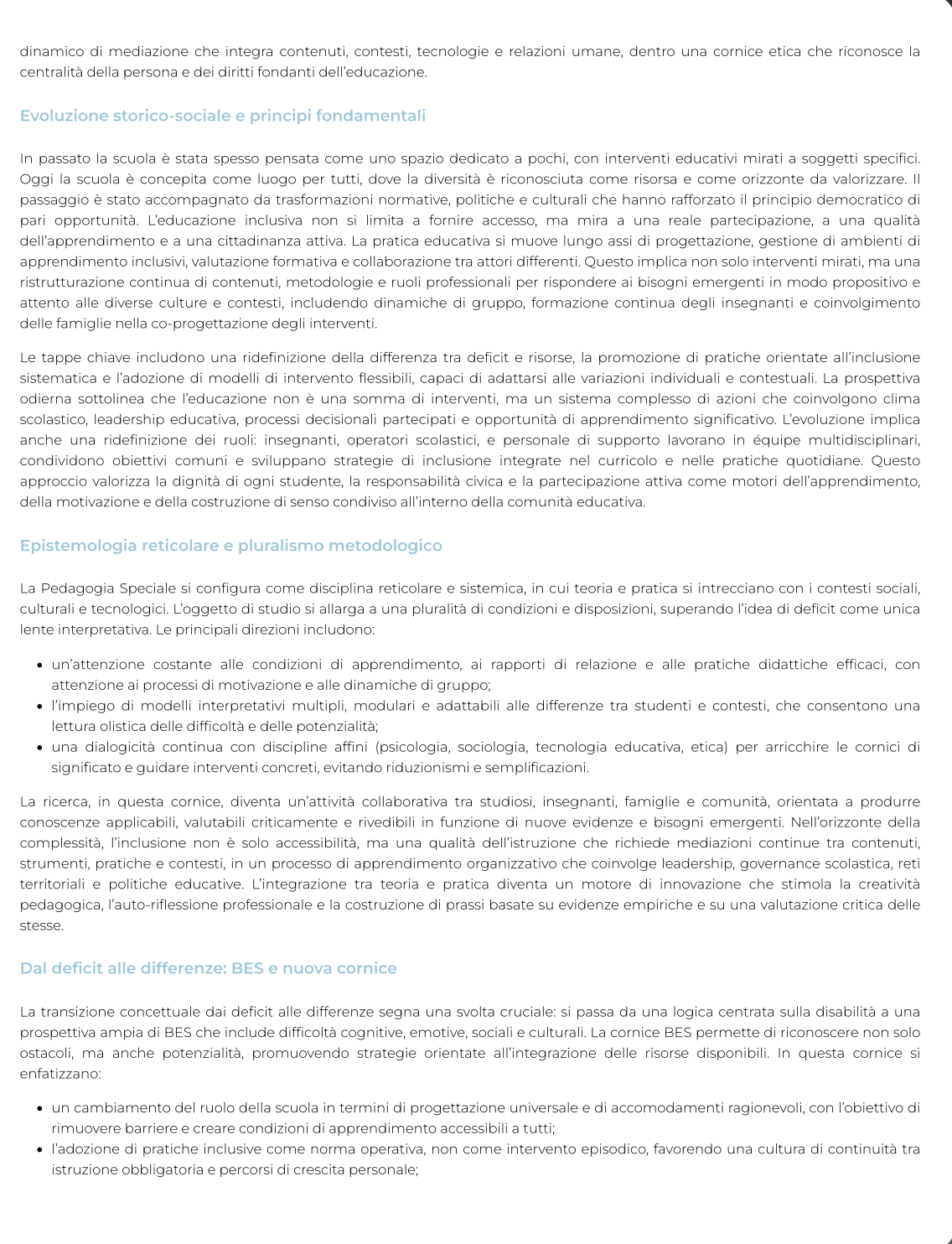 Riassunto di Pedagogia speciale e interventi educativi per la prima infanzia (con laboratorio)