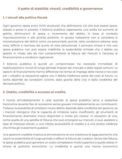 Riassunto di Politica economica