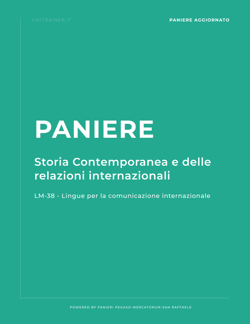 Paniere LM-38 Lingue per la Comunicazione Internazionale — Storia Contemporanea e delle relazioni internazionali — Università Mercatorum