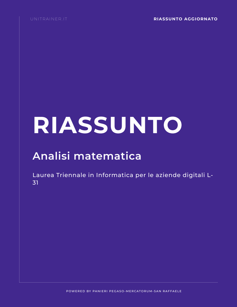 Riassunto aggiornato Analisi matematica, L-31