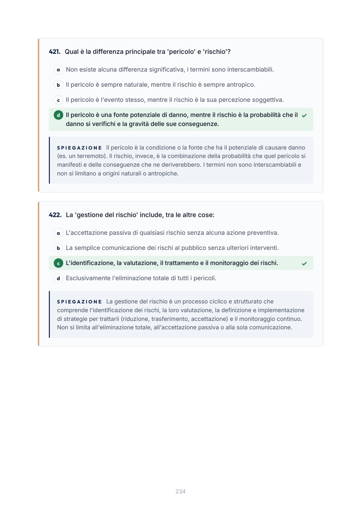 Lèssico · anteprima 7/10 — Banca domande — Psicologia delle emergenze (ed. 1.0)