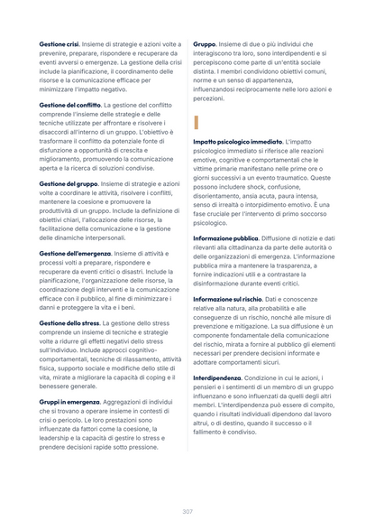 Lèssico · anteprima 10/10 — Glossario — Psicologia delle emergenze (ed. 1.0)