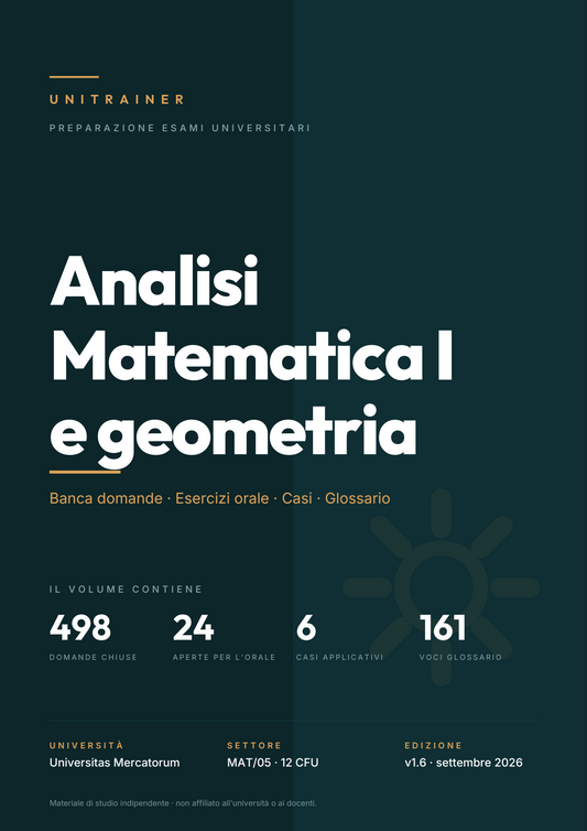 Lèssico · copertina di Analisi Matematica I e geometria — L-8 Ingegneria Informatica — Mercatorum (ed. 1.6)