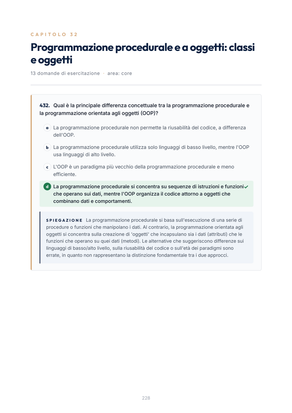 Lèssico · anteprima 7/10 — Banca domande — Programmazione Object Oriented (ed. 1.0)