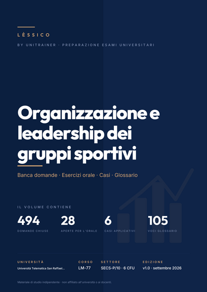 Lèssico · copertina di Organizzazione e leadership dei gruppi sportivi — LM-77 Management e Consulenza Aziendale — San Raffaele (ed. 1.0)