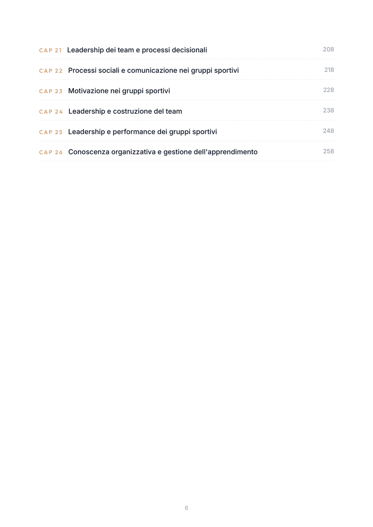 Lèssico · anteprima 4/10 — Indice dei capitoli — Organizzazione e leadership dei gruppi sportivi (ed. 1.0)