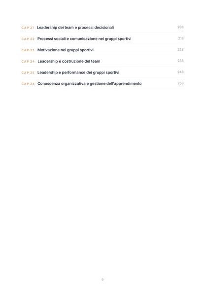 Lèssico · anteprima 4/10 — Indice dei capitoli — Organizzazione e leadership dei gruppi sportivi (ed. 1.0)