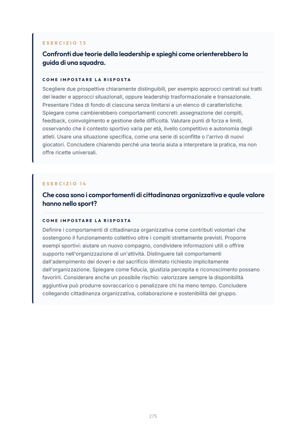 Lèssico · anteprima 8/10 — Esercizi per l'orale — Organizzazione e leadership dei gruppi sportivi (ed. 1.0)
