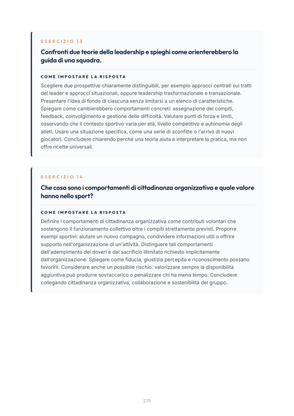 Lèssico · anteprima 8/10 — Esercizi per l'orale — Organizzazione e leadership dei gruppi sportivi (ed. 1.0)