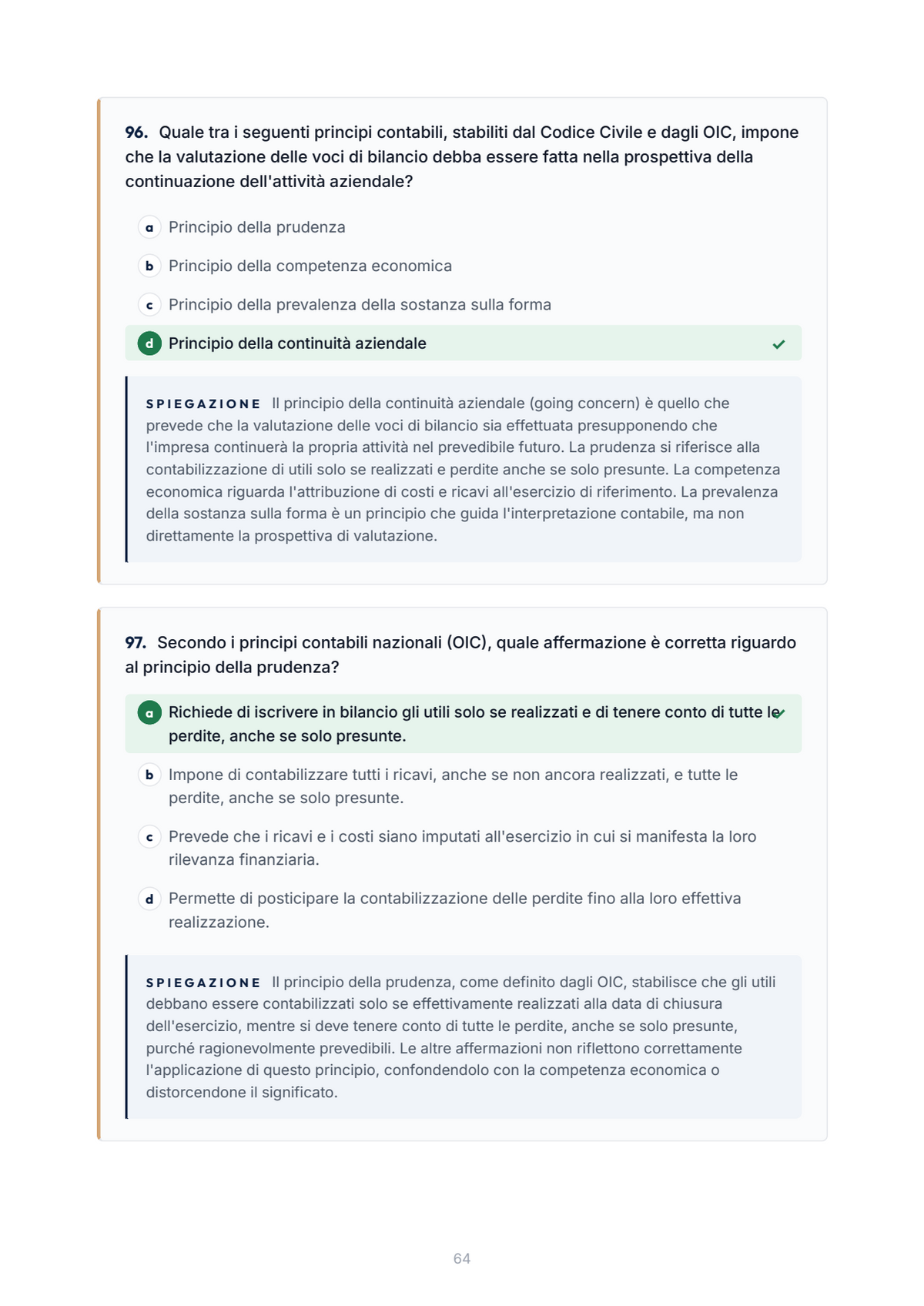 Lèssico · anteprima 5/10 — Banca domande — Principi contabili (ed. 1.1)