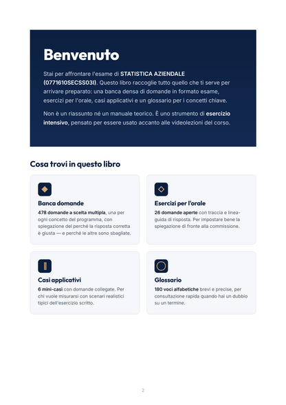 Lèssico · anteprima 1/10 — Benvenuto — Statistica aziendale (ed. 1.0)