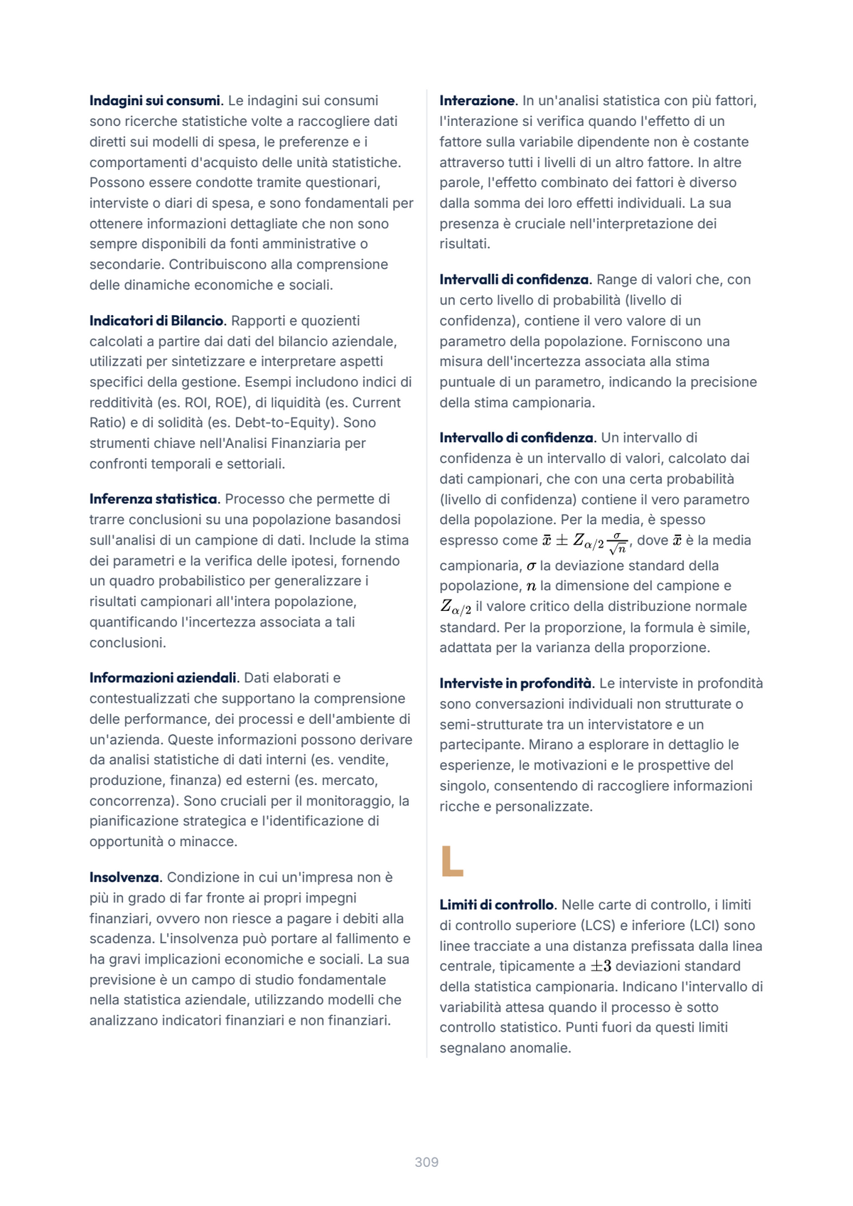 Lèssico · anteprima 10/10 — Glossario — Statistica aziendale (ed. 1.0)