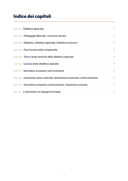 Lèssico · anteprima 4/10 — Indice dei capitoli — Didattica dell'inclusione (ed. 1.0)