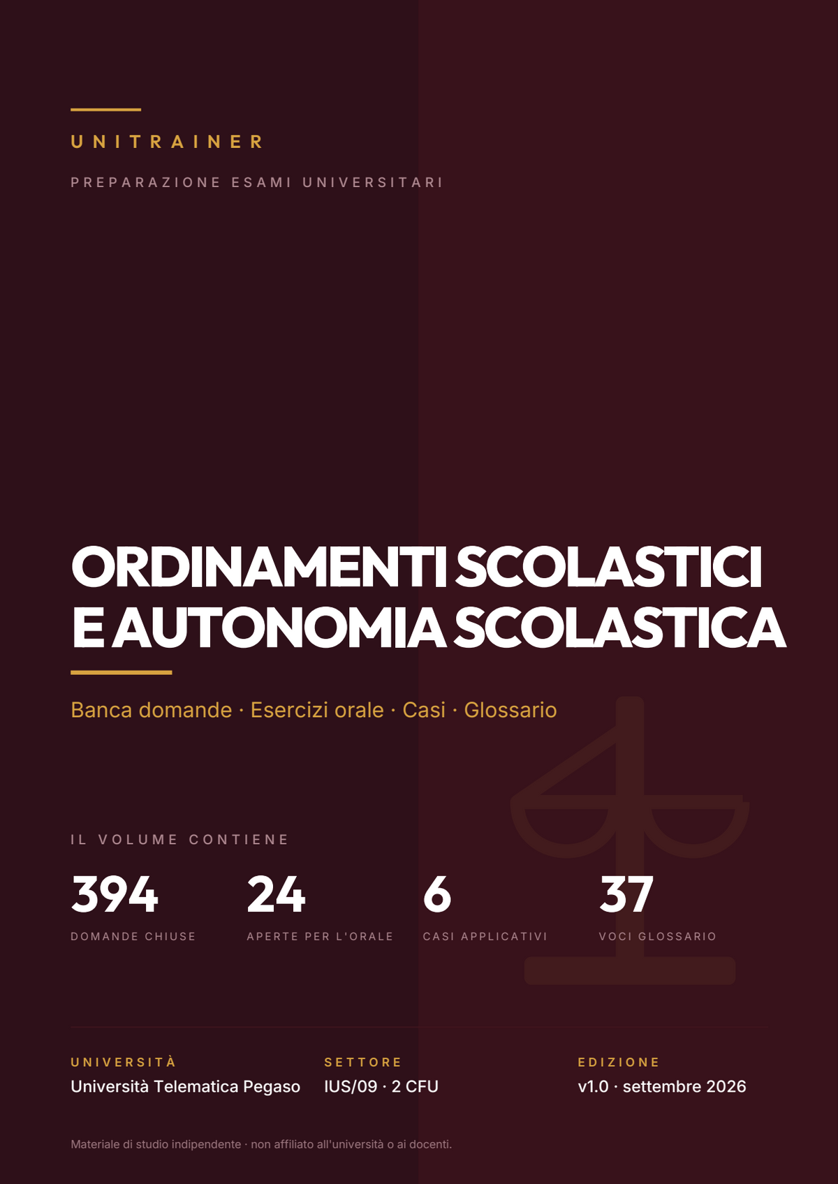 Lèssico · copertina di Ordinamenti scolastici e autonomia scolastica — MA-1830 Master A18/A19 - Didattica delle discipline pedagogiche, filosofiche e storiche (MA1830) — Pegaso (ed. 1.0)