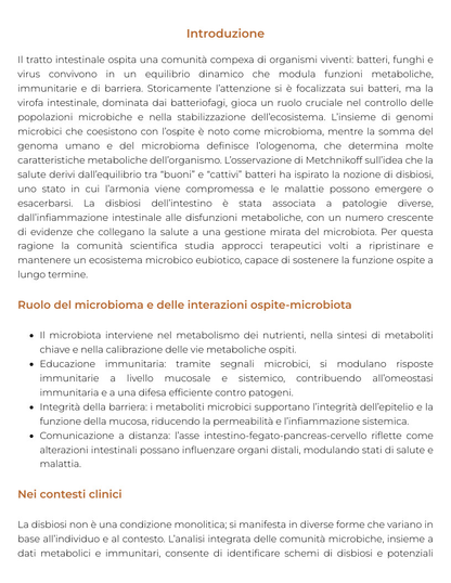 Riassunto di L'analisi del microbiota intestinale nello sportivo approcci dietetici e integrativi