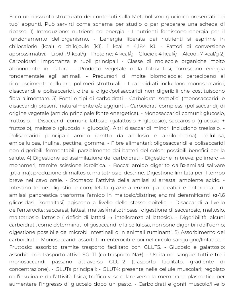Riassunto di Biochimica della nutrizione e nutraceutica