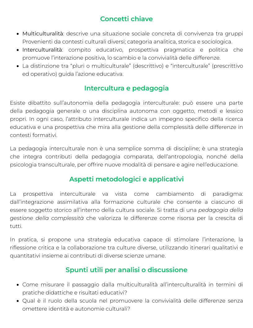 Riassunto di Pedagogia interculturale