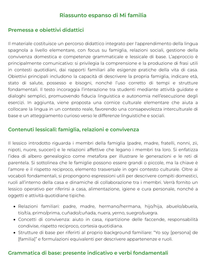 Riassunto di Lingua spagnola