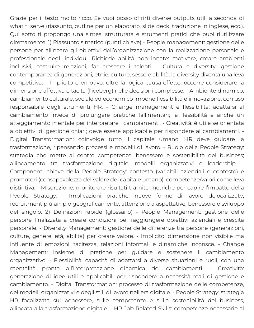Riassunto di Organizzazione e sviluppo delle risorse umane