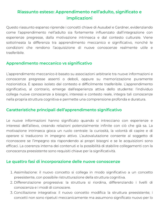 Riassunto di Educazione degli adulti