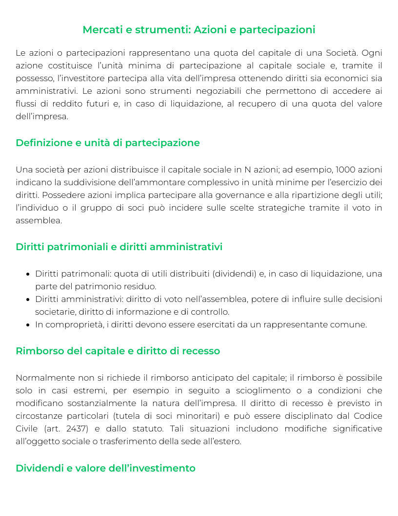 Riassunto di Analisi dei Mercati Finanziari