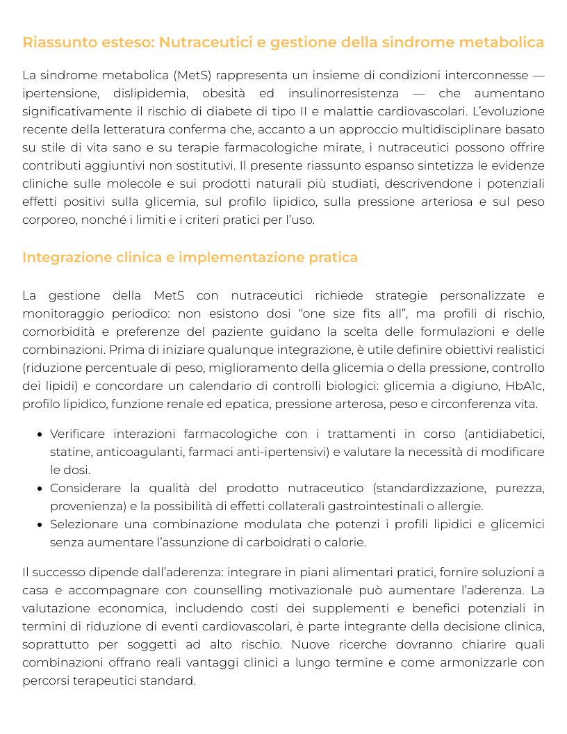 Riassunto di Sindrome metabolica e intestino