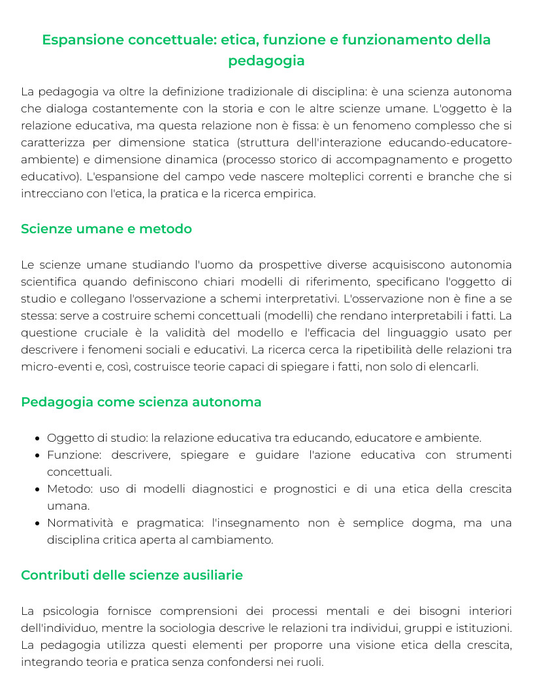 Riassunto di Pedagogia generale