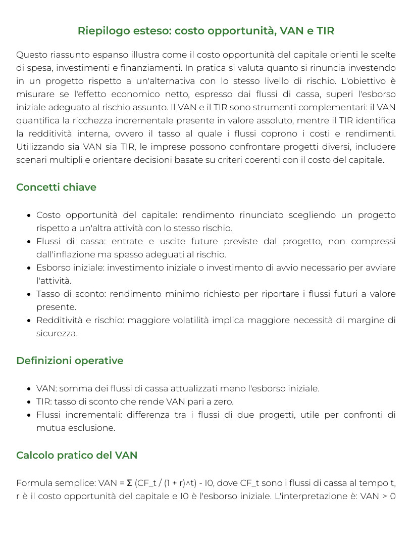 Riassunto di Finanza aziendale per l'investigazione