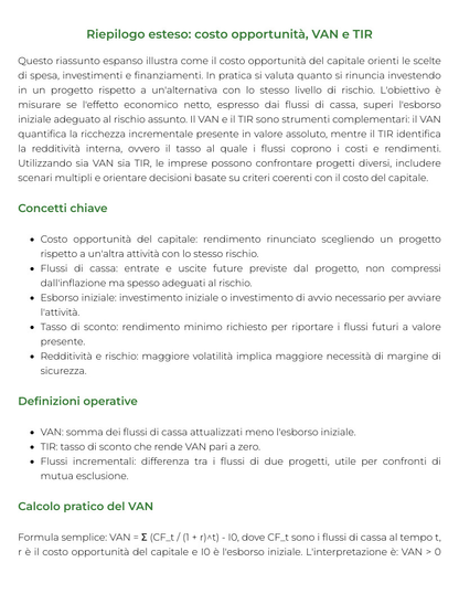 Riassunto di Finanza aziendale per l'investigazione