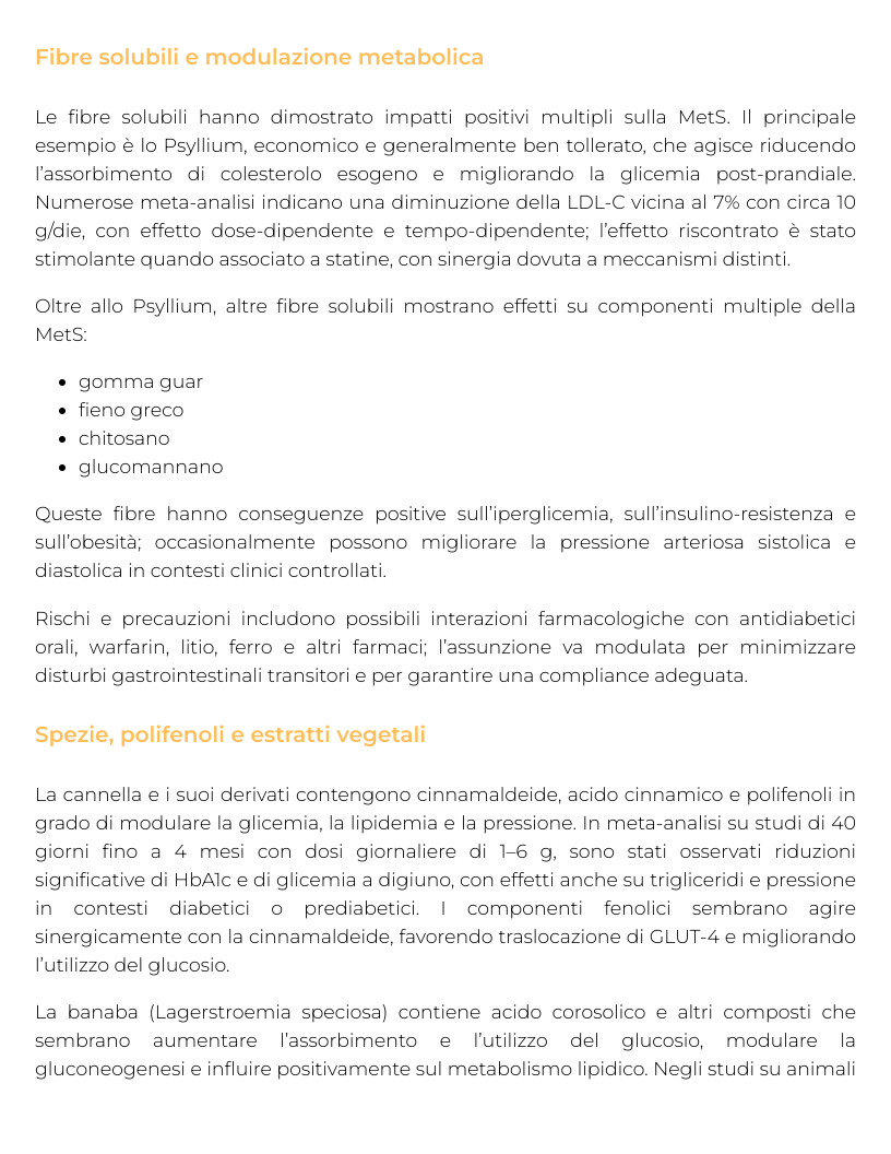 Riassunto di Sindrome metabolica e intestino