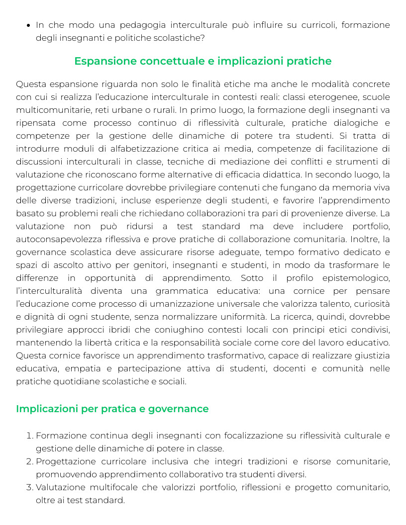 Riassunto di Pedagogia interculturale