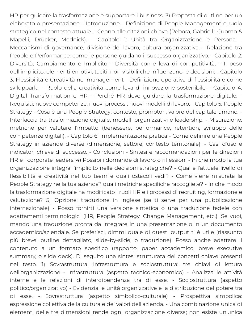 Riassunto di Organizzazione e sviluppo delle risorse umane